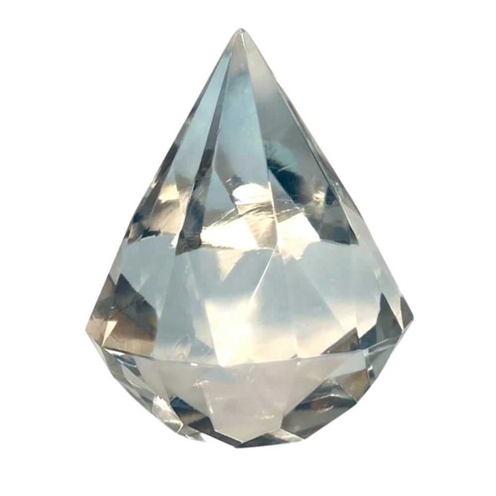 Large Diamond Crystal Paperweight Decor Bridal Rainbow Glamour Opulent Luxe 3.5"